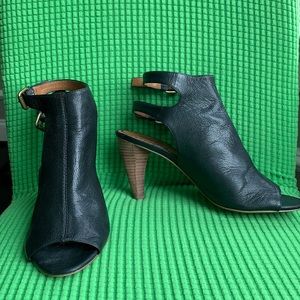 Open toe, open ankle black heels